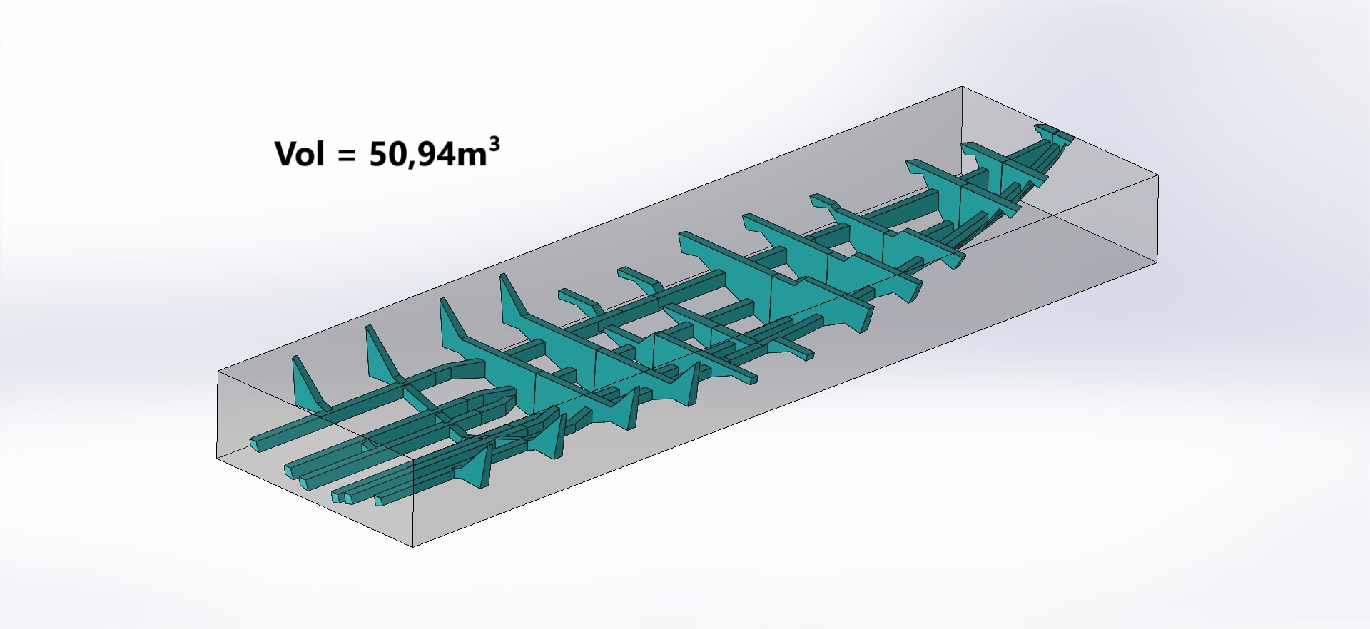 Peça estrutural de 50,94 m³